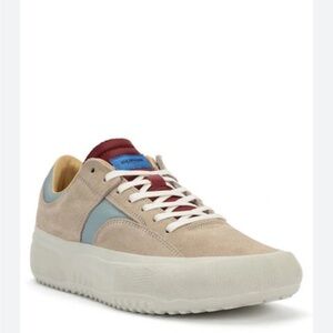 Brandblack Porto Low Beige and Burgundy Suede Sneakers